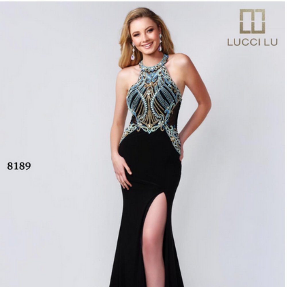 Lucci Lu Black and Teal Formal Dress-Size 0